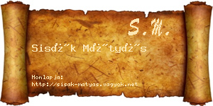 Sisák Mátyás névjegykártya
